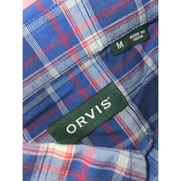 Orvis Mens Blue Plaid 100% Cotton Long Sleeve Shirt Medium - Picture 5 of 7